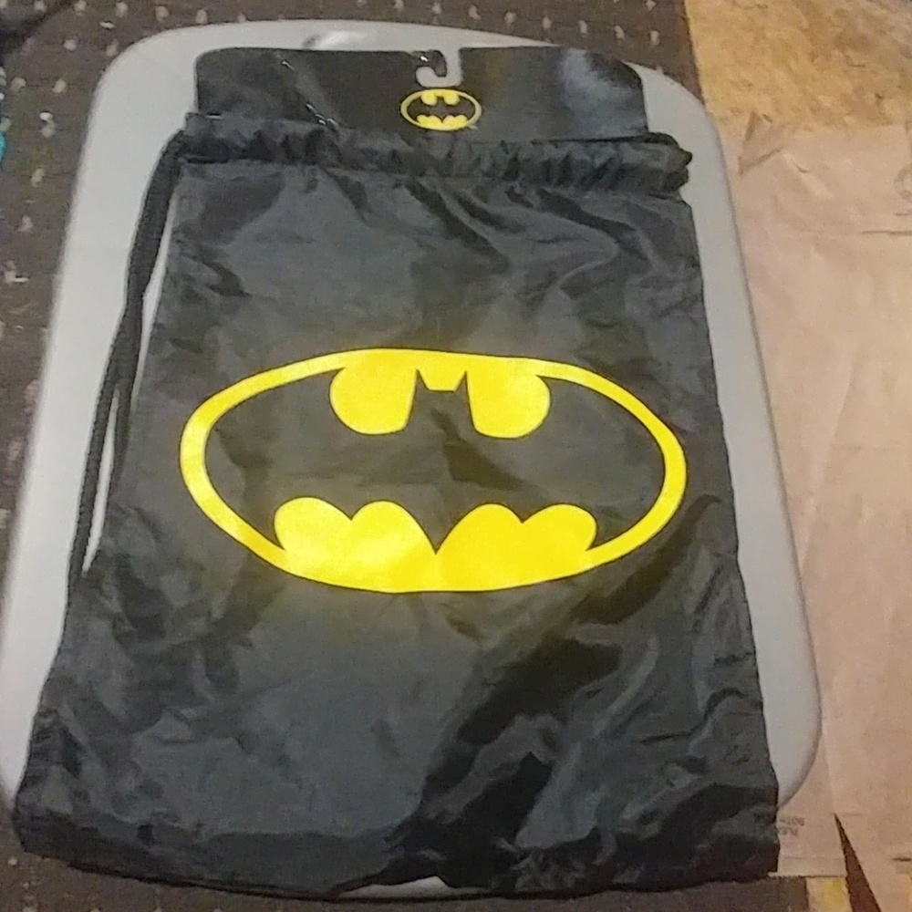 Black Batman Drawstring Backpack with Cape